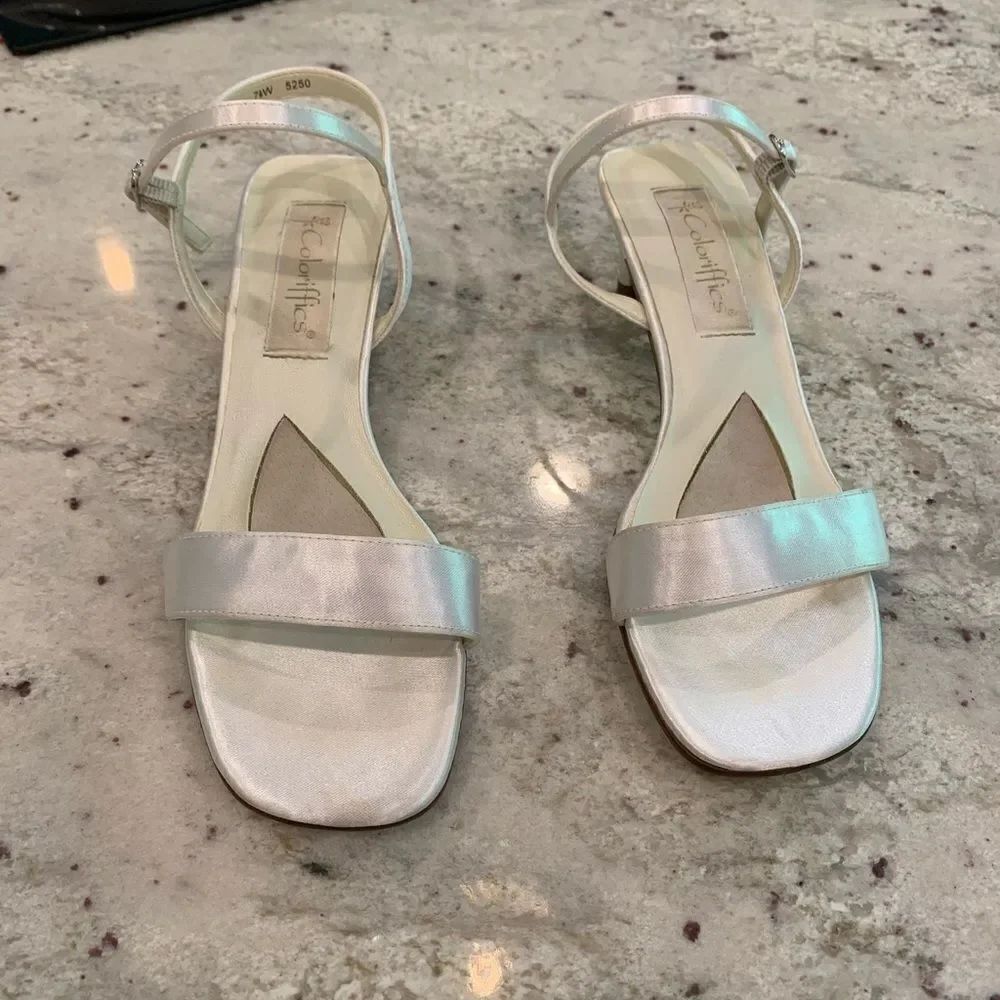 Coloriffics Low Heel Wedding Shoe sz 7-1/2W